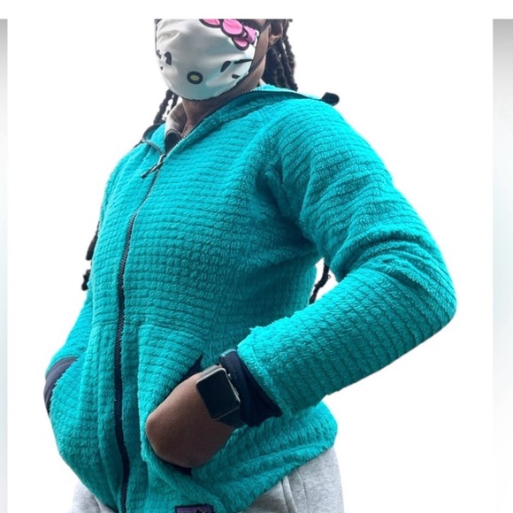 Patagonia Excellent Teal Blue color- block fleece REVERSIBLE full zip jacket - Picture 17 of 17